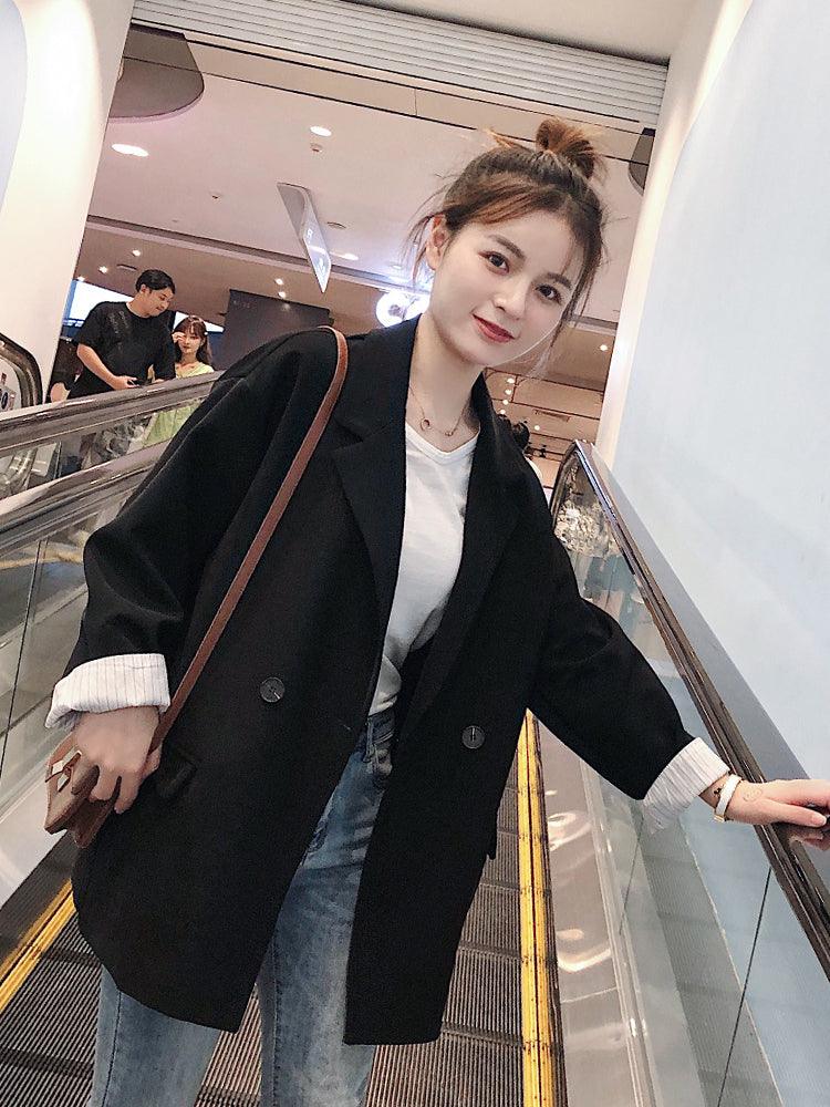 Small Black Suit Jacket Women Padded Small Suit British Style Blouse - melvincucci