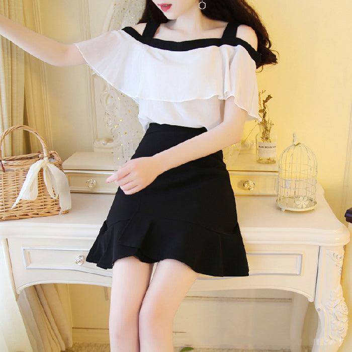 Small Fresh Suit Skirt Strapless Sling Fishtail Skirt Two-Piece Women - melvincucci