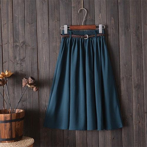 Small Literary A-Line Skirt Women Half-Length Skirt - melvincucci