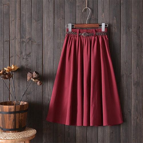 Small Literary A-Line Skirt Women Half-Length Skirt - melvincucci