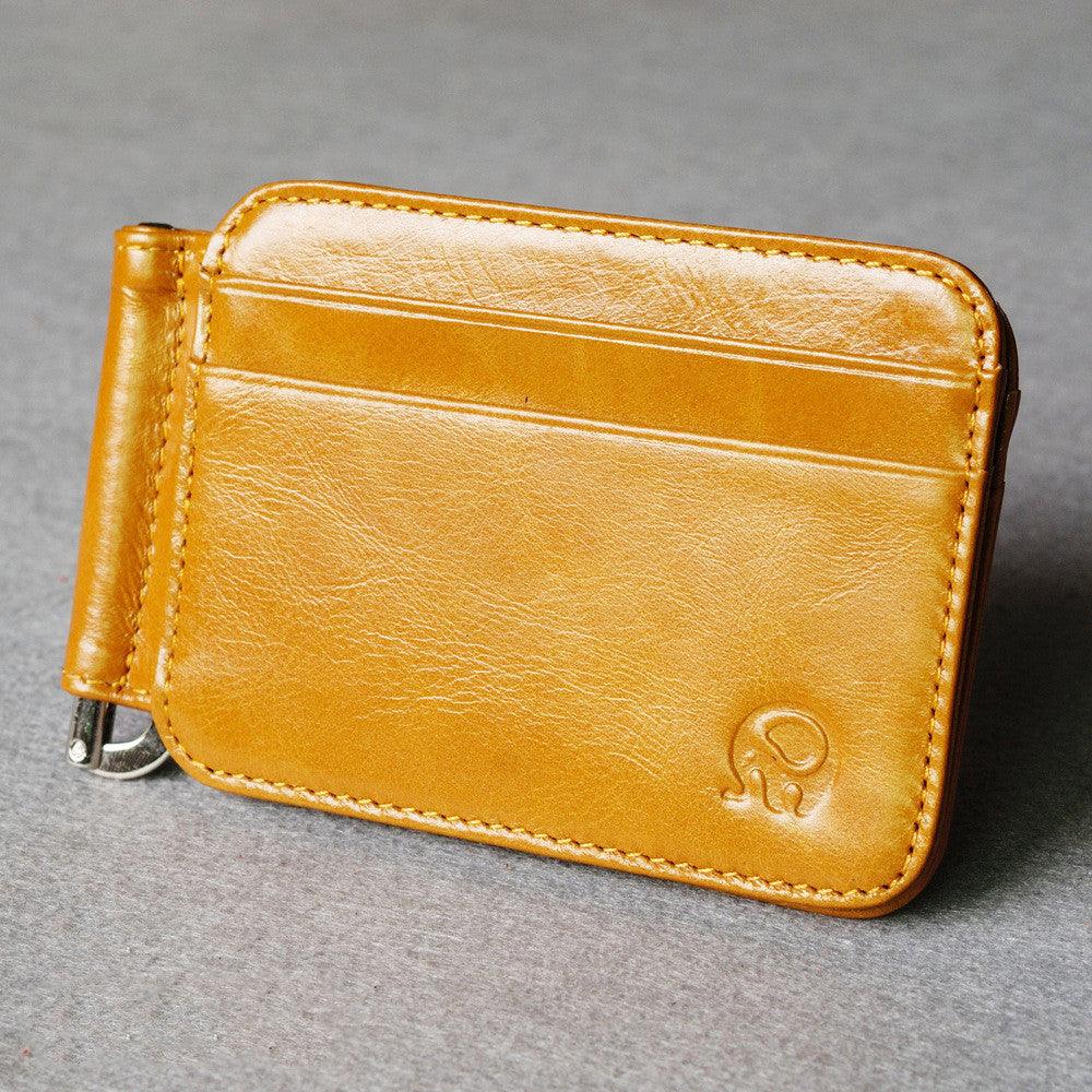 Small Round Elephant Leather Card Holder - melvincucci