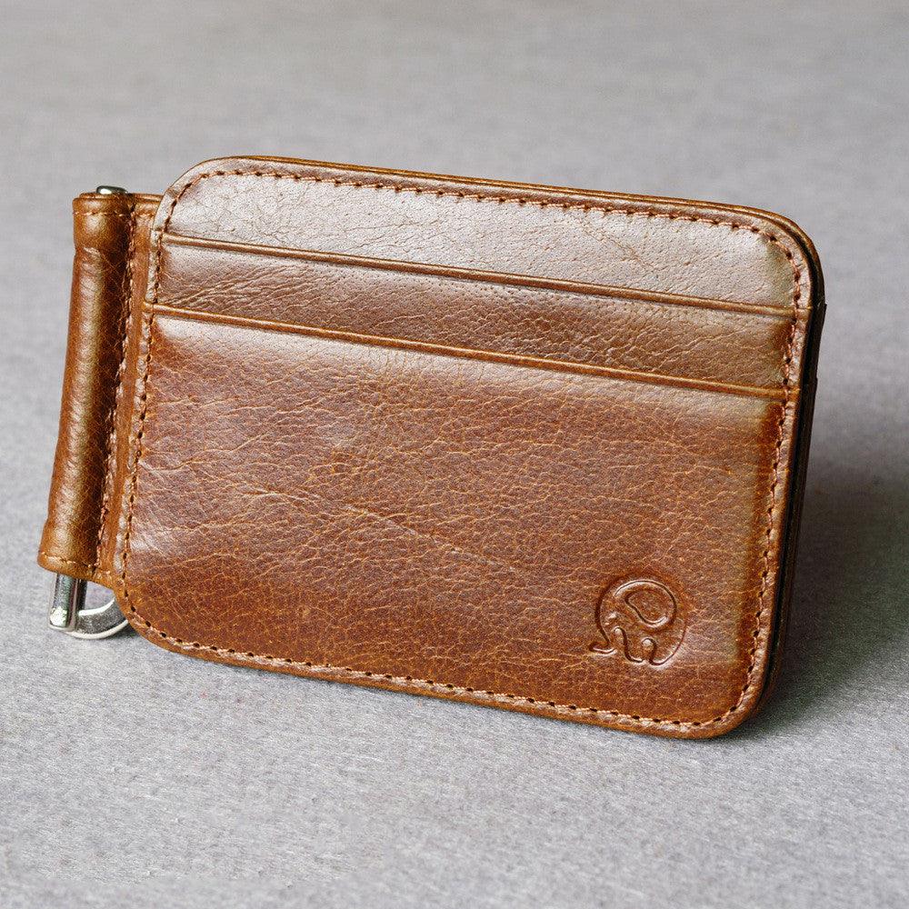 Small Round Elephant Leather Card Holder - melvincucci
