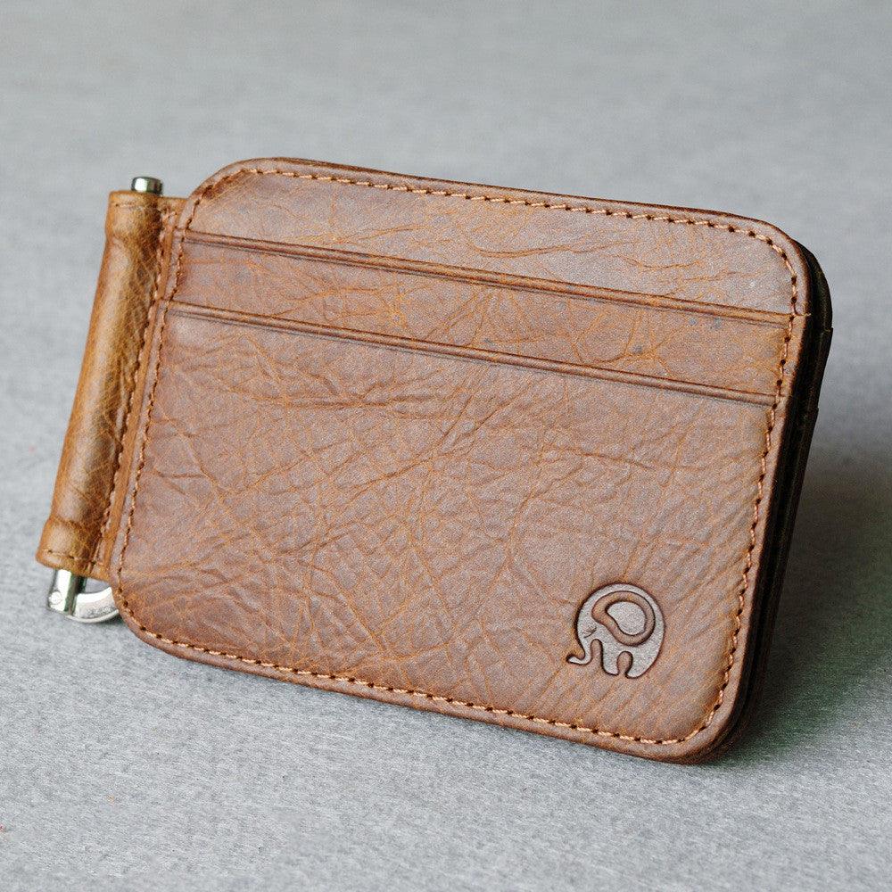 Small Round Elephant Leather Card Holder - melvincucci