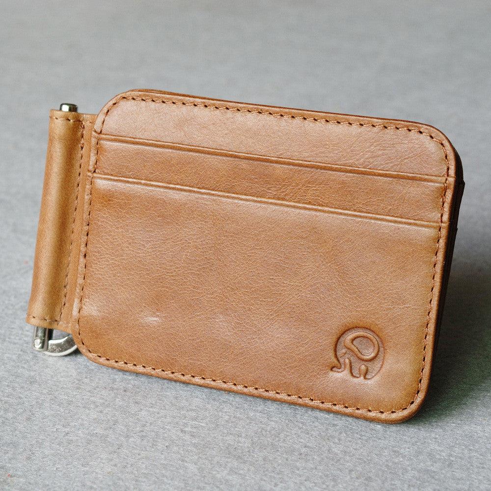 Small Round Elephant Leather Card Holder - melvincucci