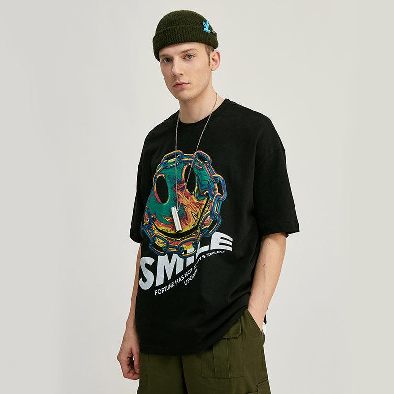 Smiley printed short-sleeved T-shirt men - melvincucci