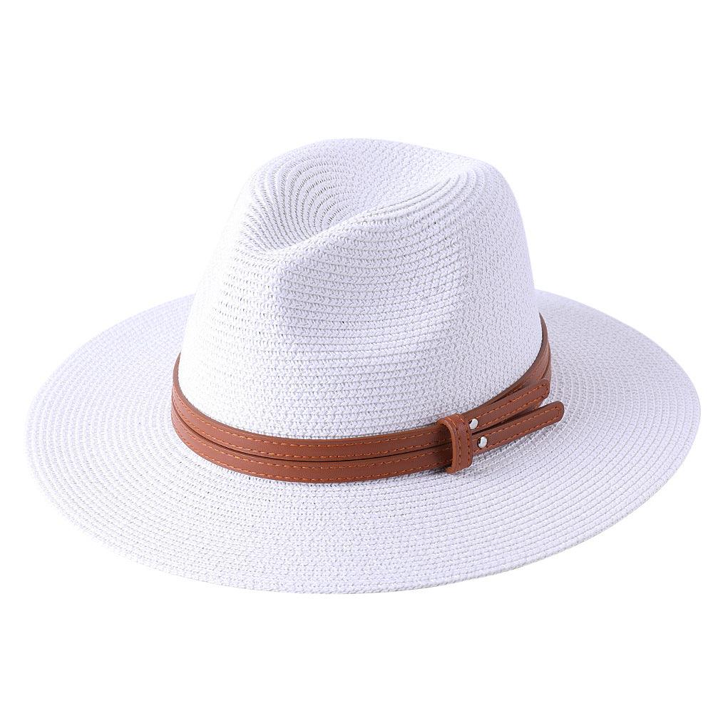 Soft Shaped Straw Hat Women Men Wide Brim Sun Cap UV Protection Fedora Hat - melvincucci