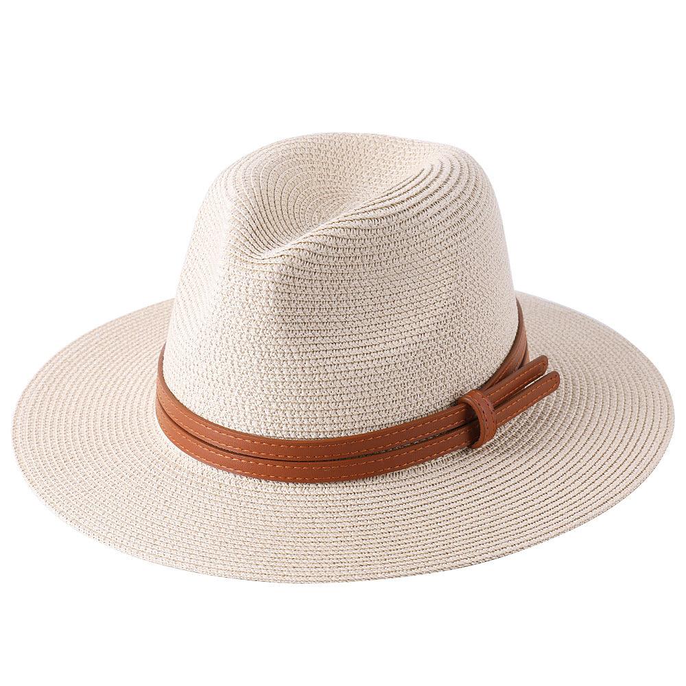 Soft Shaped Straw Hat Women Men Wide Brim Sun Cap UV Protection Fedora Hat - melvincucci