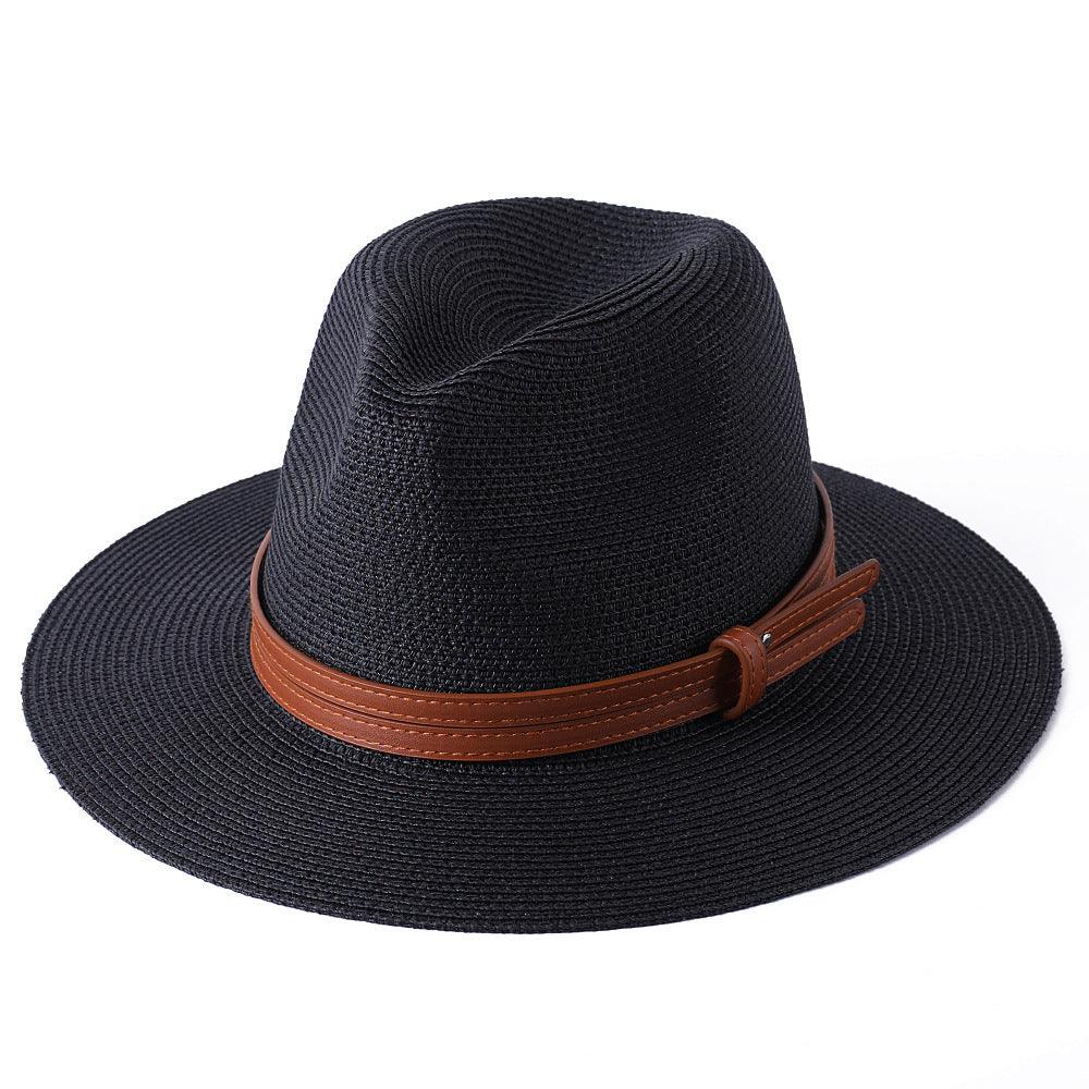 Soft Shaped Straw Hat Women Men Wide Brim Sun Cap UV Protection Fedora Hat - melvincucci