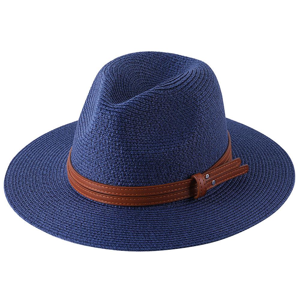 Soft Shaped Straw Hat Women Men Wide Brim Sun Cap UV Protection Fedora Hat - melvincucci