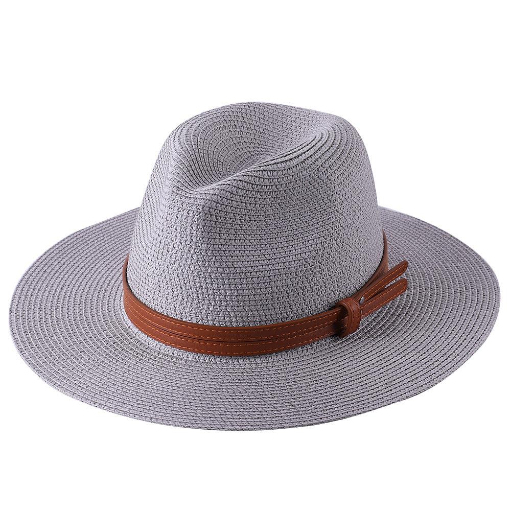 Soft Shaped Straw Hat Women Men Wide Brim Sun Cap UV Protection Fedora Hat - melvincucci