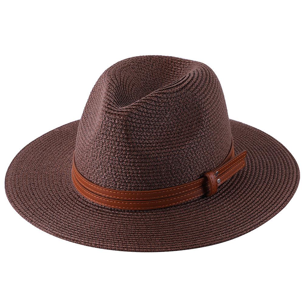 Soft Shaped Straw Hat Women Men Wide Brim Sun Cap UV Protection Fedora Hat - melvincucci