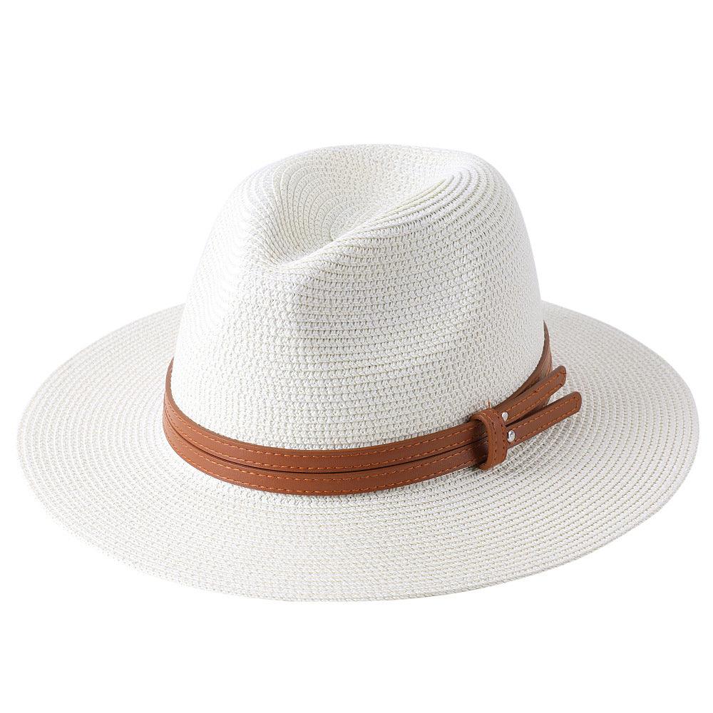 Soft Shaped Straw Hat Women Men Wide Brim Sun Cap UV Protection Fedora Hat - melvincucci