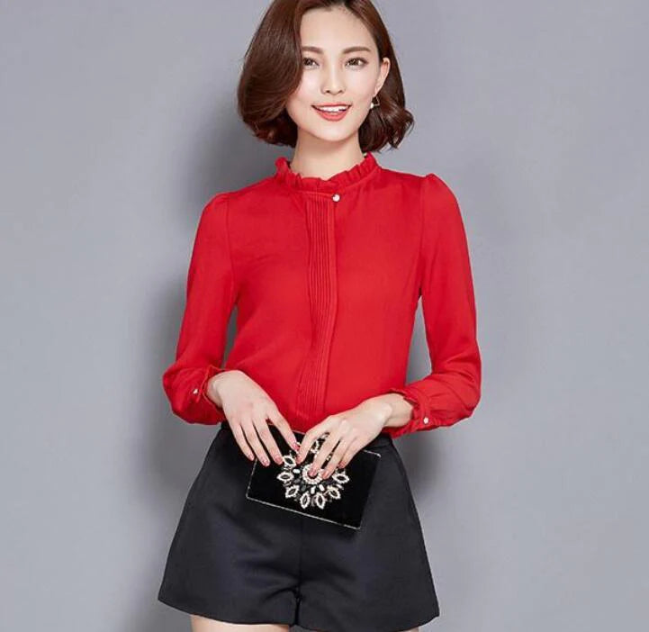 Solid color single breasted chiffon shirt - melvincucci