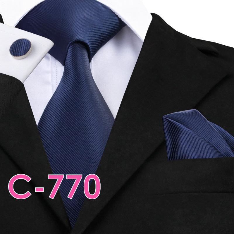 Solid Silk Mens Ties Neck Tie Set For Men Suits Tie Handker - melvincucci
