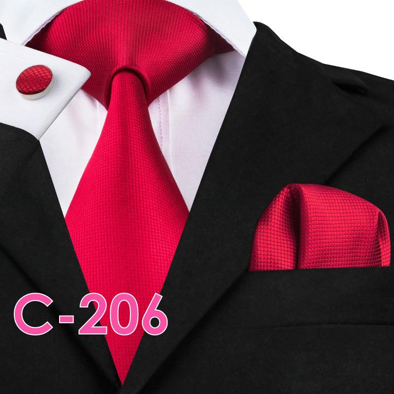 Solid Silk Mens Ties Neck Tie Set For Men Suits Tie Handker - melvincucci