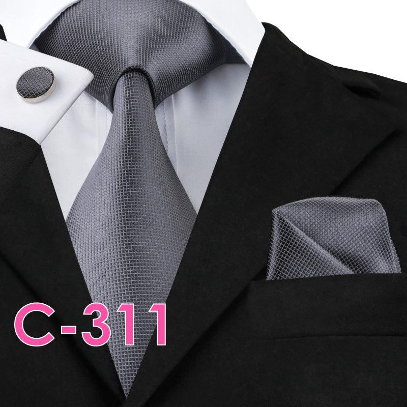 Solid Silk Mens Ties Neck Tie Set For Men Suits Tie Handker - melvincucci