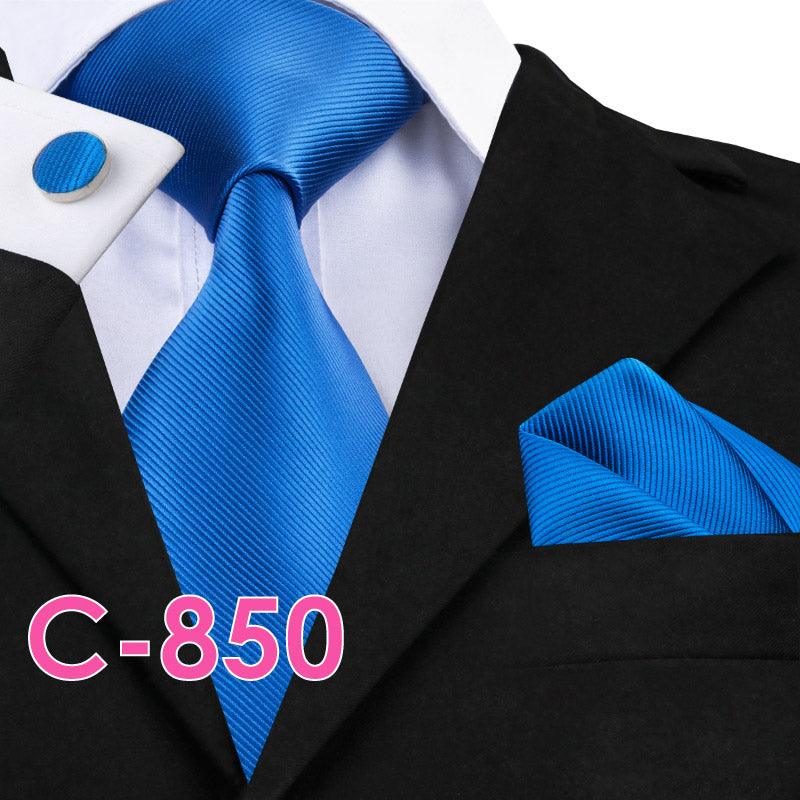 Solid Silk Mens Ties Neck Tie Set For Men Suits Tie Handker - melvincucci