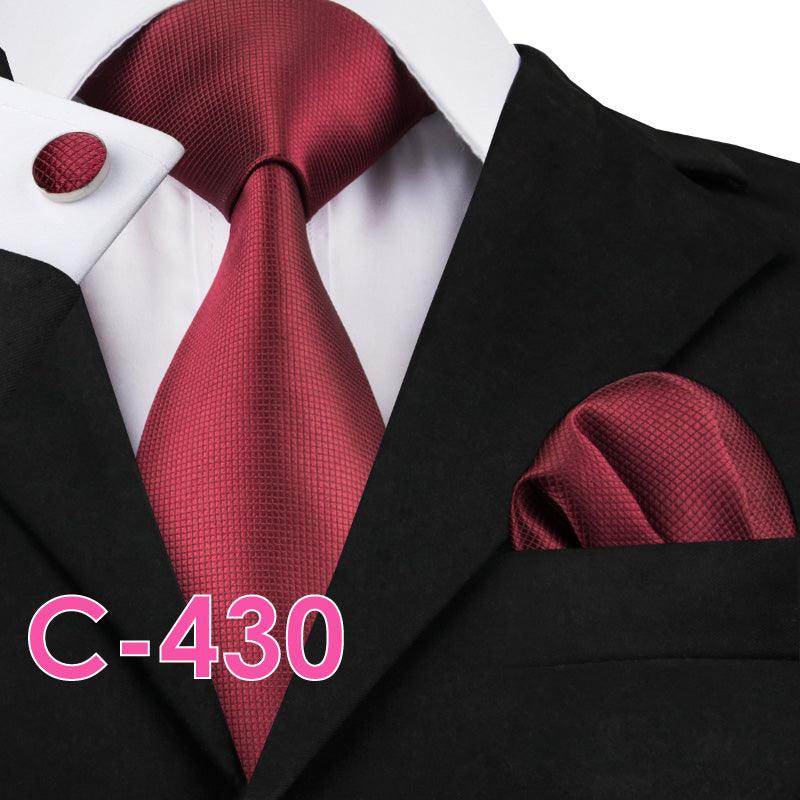 Solid Silk Mens Ties Neck Tie Set For Men Suits Tie Handker - melvincucci