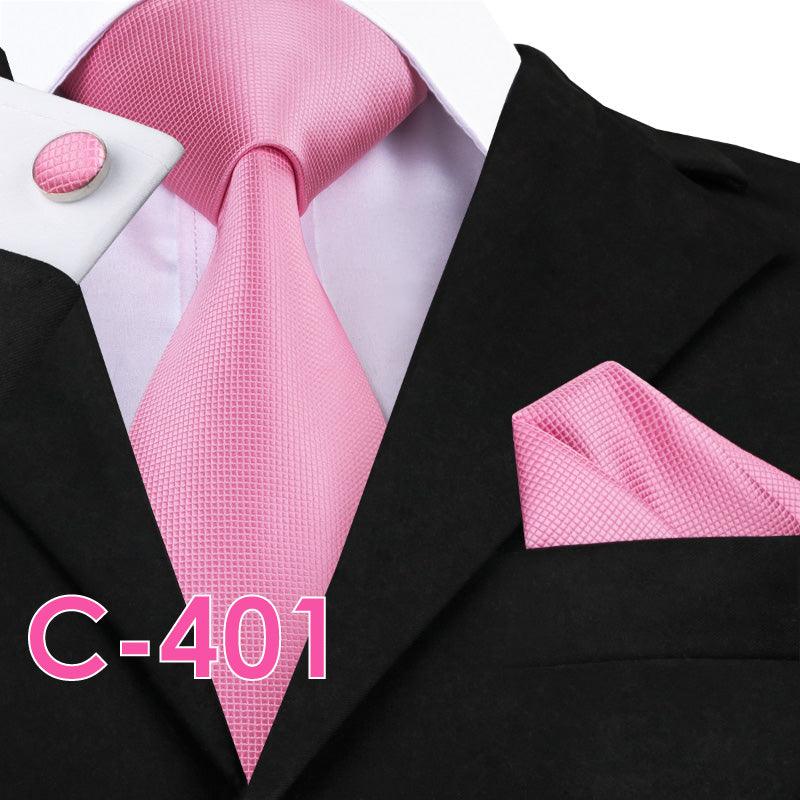 Solid Silk Mens Ties Neck Tie Set For Men Suits Tie Handker - melvincucci