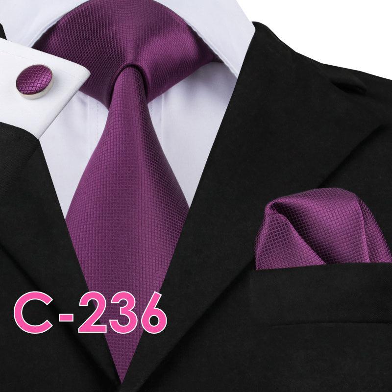 Solid Silk Mens Ties Neck Tie Set For Men Suits Tie Handker - melvincucci