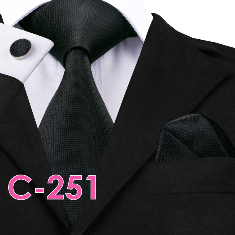Solid Silk Mens Ties Neck Tie Set For Men Suits Tie Handker - melvincucci