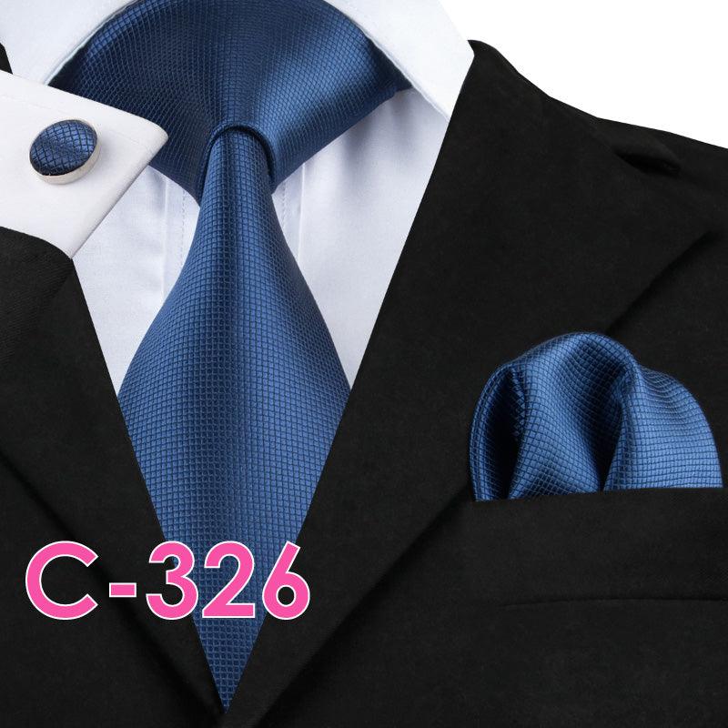 Solid Silk Mens Ties Neck Tie Set For Men Suits Tie Handker - melvincucci