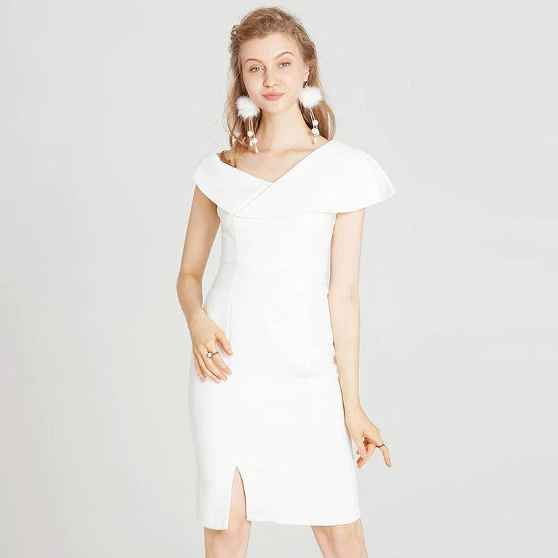 Split white dress dress - melvincucci