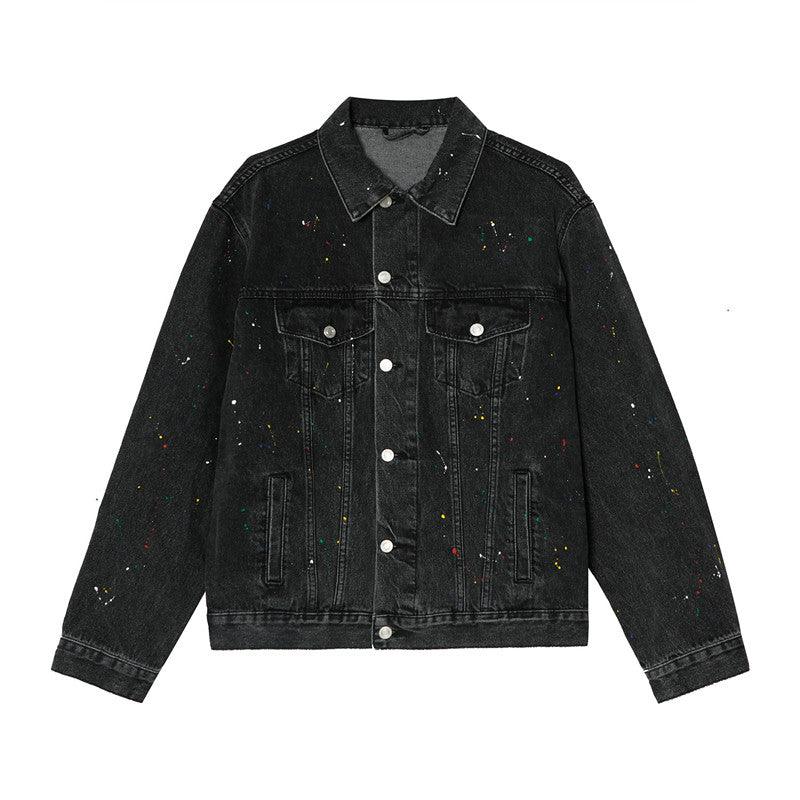 Spray Paint Jacket Men and Women Trend Couple Denim Jacket Retro Denim Jacket - melvincucci