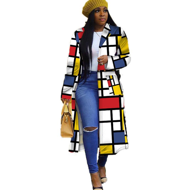 Spring African Women Long Sleeve Printing Plus Sie Long Shirt Dress S-5XL - melvincucci