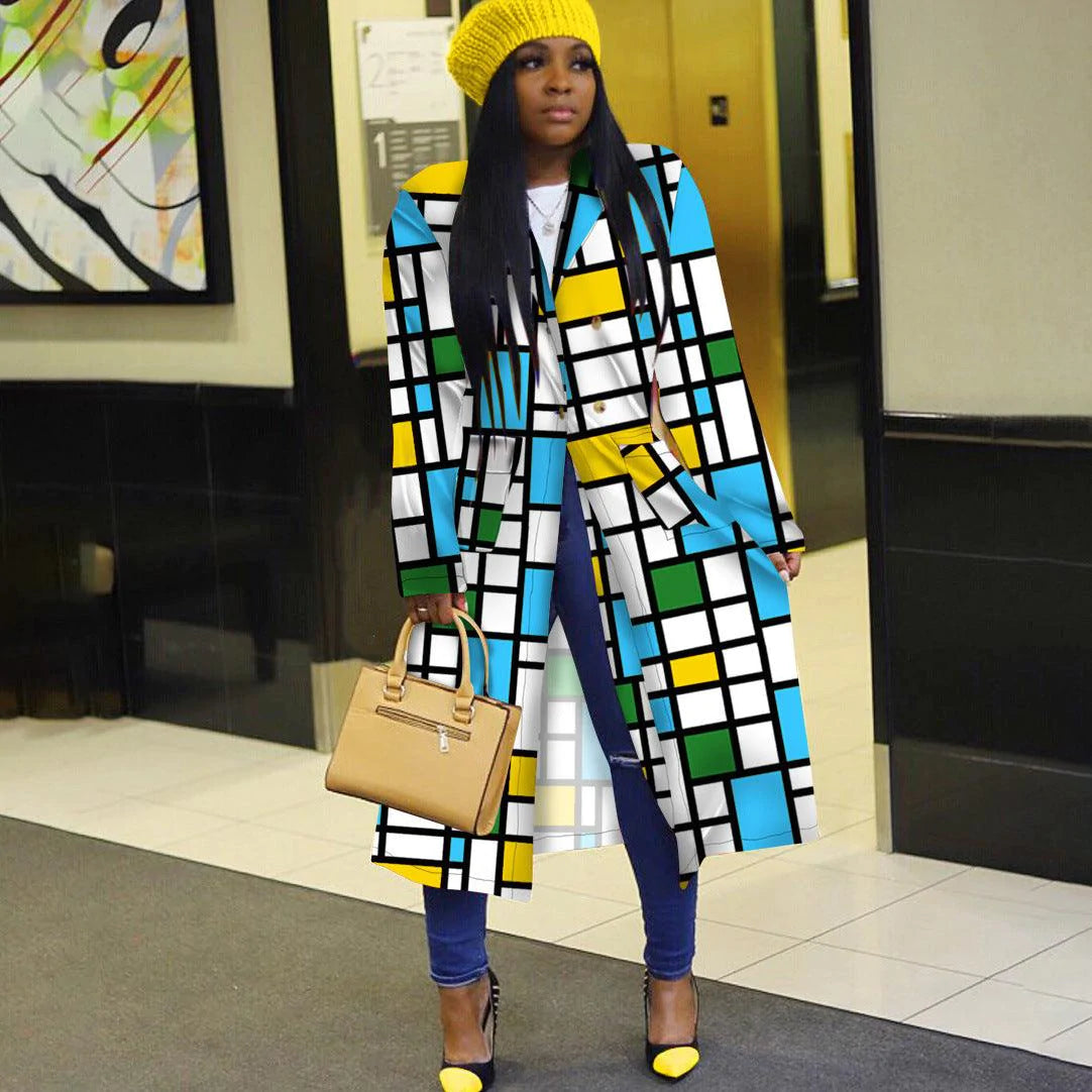 Spring African Women Long Sleeve Printing Plus Sie Long Shirt Dress S-5XL - melvincucci