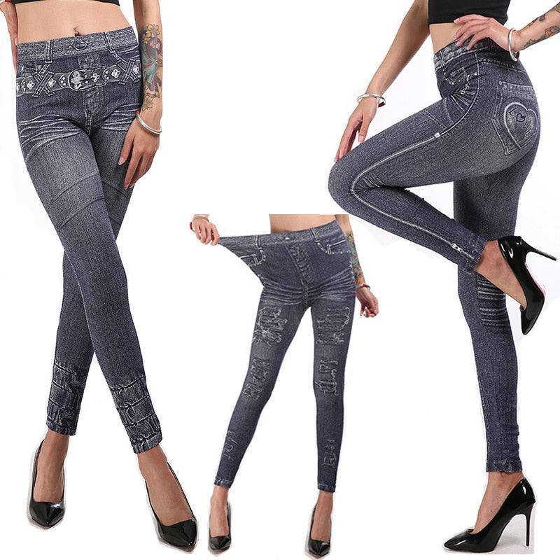 Spring new imitation denim leggings women - melvincucci