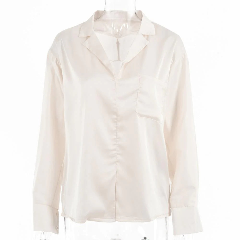 Spring New Women's Lapel Long Sleeve Loose Top - melvincucci
