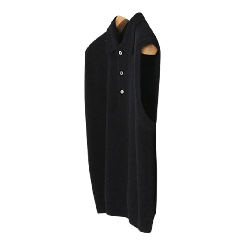 Spring Sleeveless Vest Lapel Sweater Men's All-Match Knitwear Vest Waistcoat Hong Kong Style Jacket - melvincucci