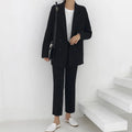 Spring Vintage Double Breasted Women Pant Suit Light Gr - melvincucci
