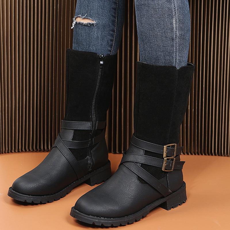 Square Heel Large Size Women's Shoe  Low Heel Casual Foot Belt - melvincucci