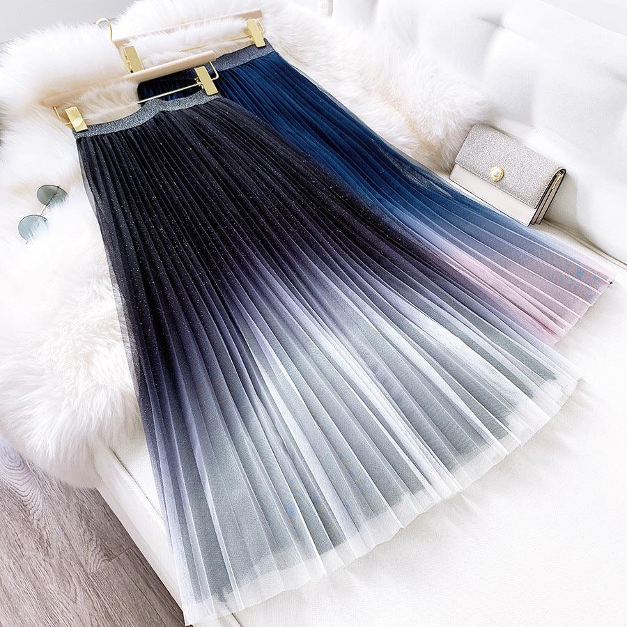 Starry Sky Gradient Color Mesh Skirt Women - melvincucci