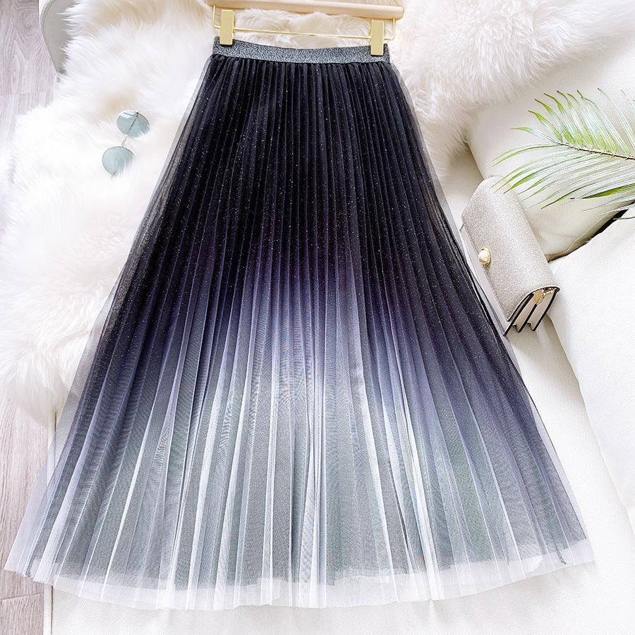 Starry Sky Gradient Color Mesh Skirt Women - melvincucci