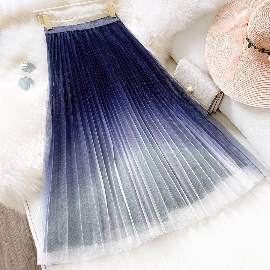 Starry Sky Gradient Color Mesh Skirt Women - melvincucci