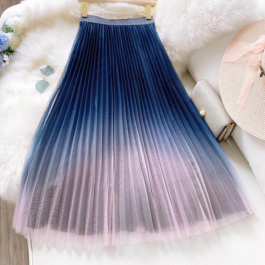 Starry Sky Gradient Color Mesh Skirt Women - melvincucci