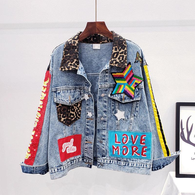 Stitching heavy industry denim jacket women - melvincucci