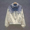 Stitching Long Sleeved Denim Jacket Women  Clothing - melvincucci
