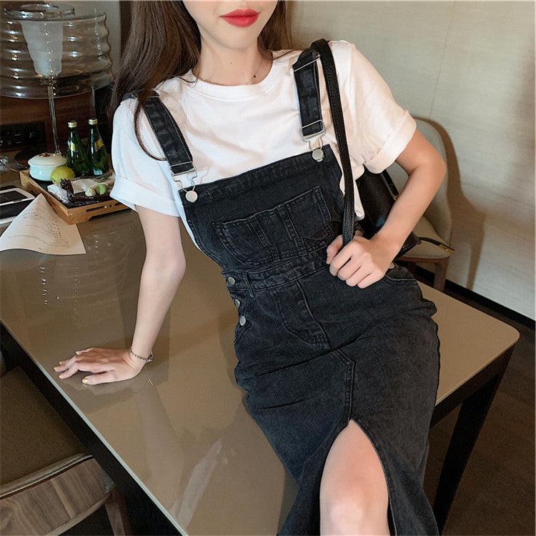 Strap Skirt Split Retro Denim Dress Women - melvincucci