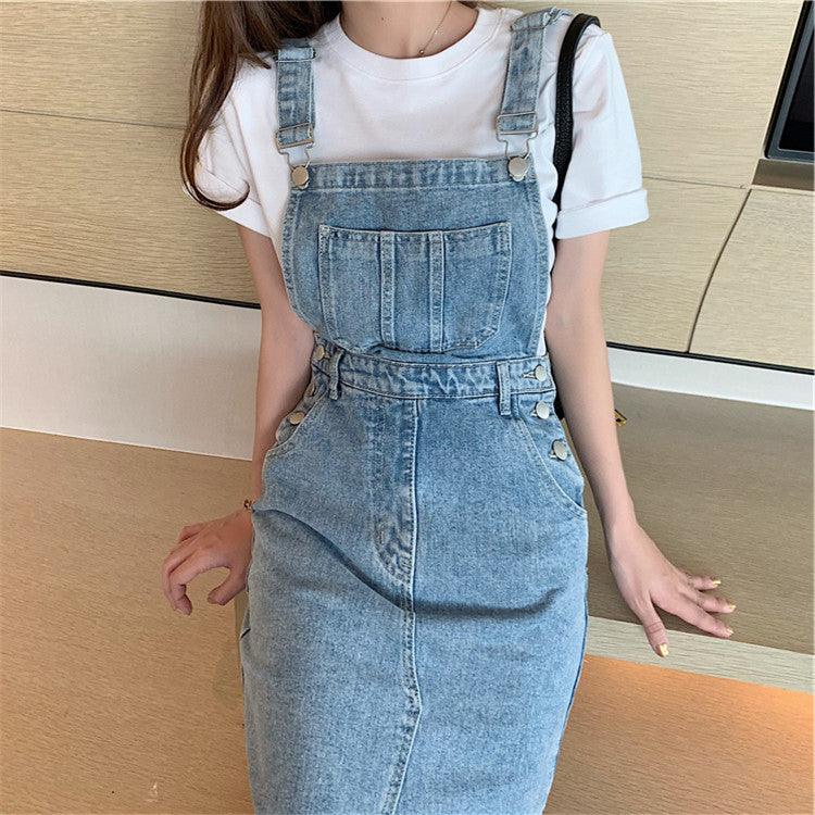 Strap Skirt Split Retro Denim Dress Women - melvincucci