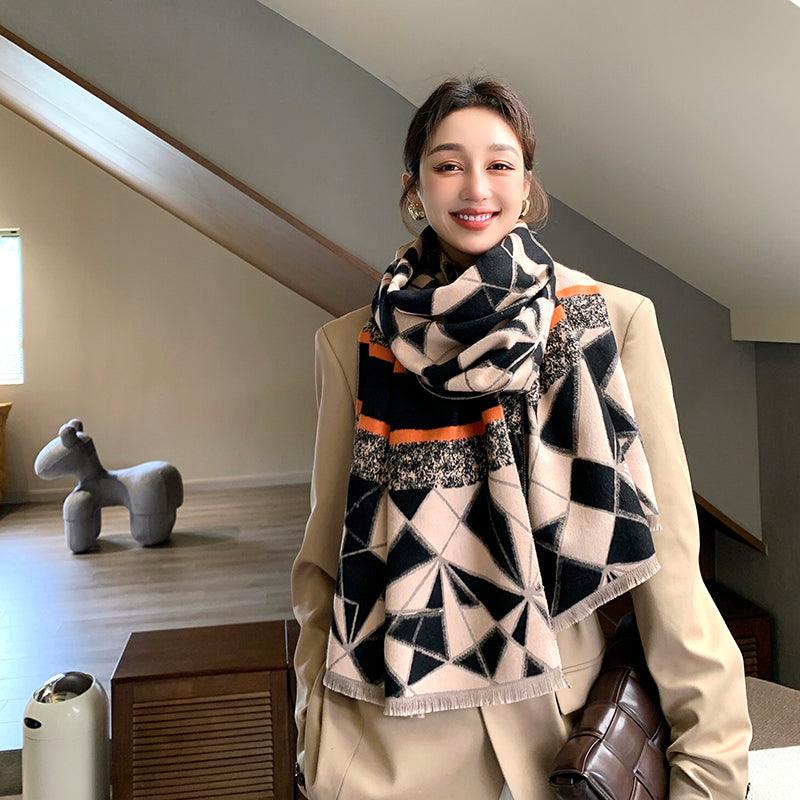 Street Geometric Imitation Cashmere Shawl Scarf Women - melvincucci