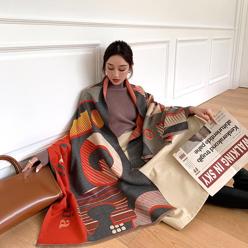 Street Geometric Imitation Cashmere Shawl Scarf Women - melvincucci