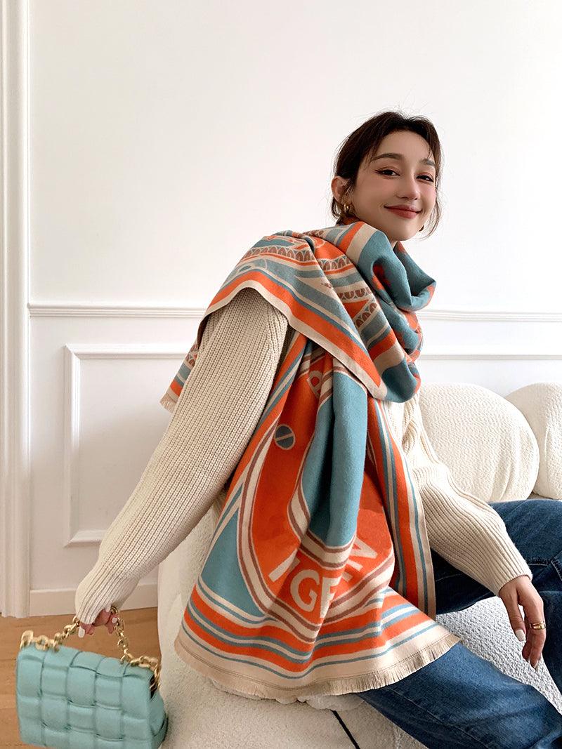 Street Geometric Imitation Cashmere Shawl Scarf Women - melvincucci