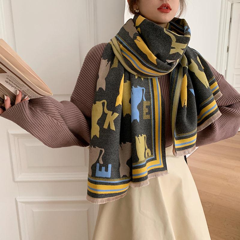Street Geometric Imitation Cashmere Shawl Scarf Women - melvincucci
