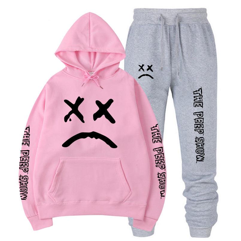 Street hooded crew neck sweater plus fleece suit - melvincucci