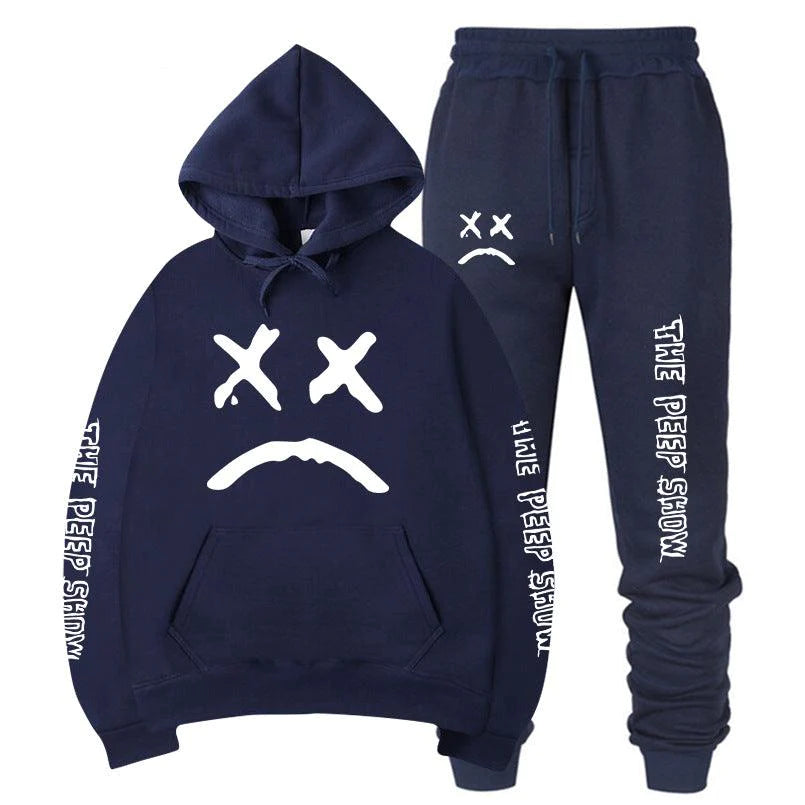 Street hooded crew neck sweater plus fleece suit - melvincucci