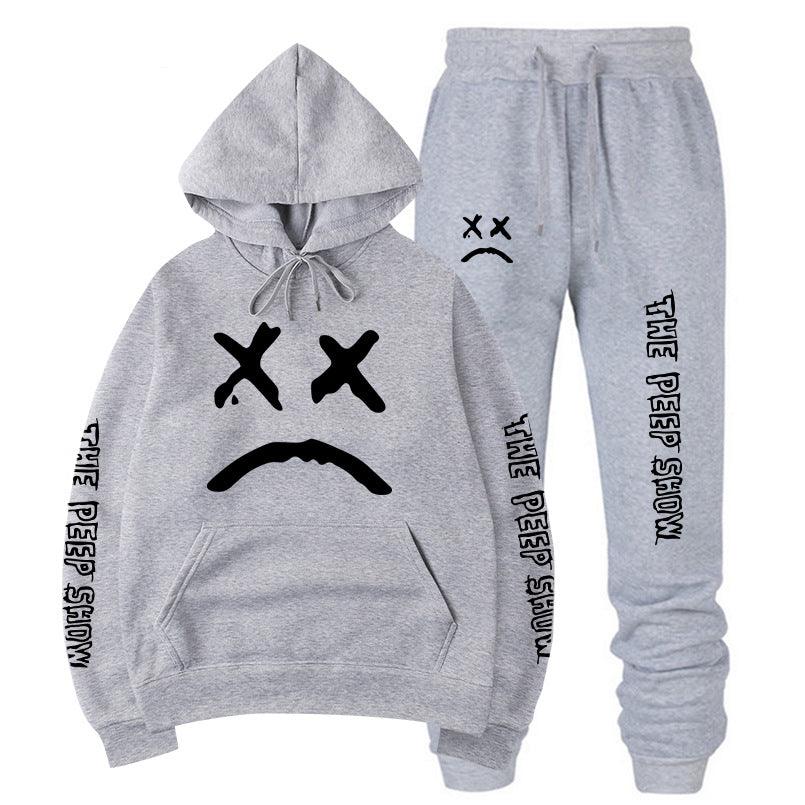 Street hooded crew neck sweater plus fleece suit - melvincucci